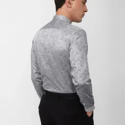 Peter England Grey Cotton Regular Fit Printed Shirt image 2