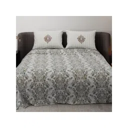 Synergized Cotton Heritage Bliss Brown Pure Satin Digital Era Bedsheet with 2 Pillow Covers (King) image 2