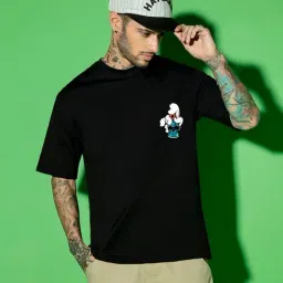 Bewakoof Jet Black Cotton Relaxed Fit Printed T-Shirt-picture-40