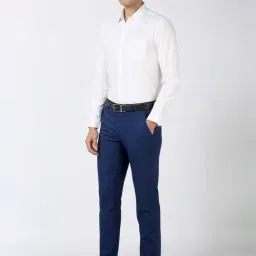 Peter England Blue Slim Fit Checks Trousers image 5