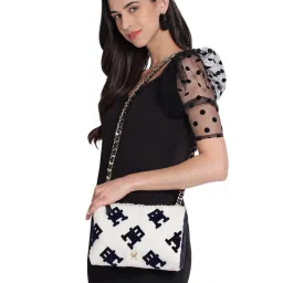 Tommy Hilfiger Black & White Fur Medium Cross Body Bag image 2