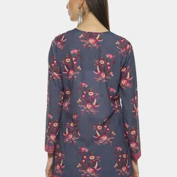 Biba Blue Floral Print Straight Kurti image 2