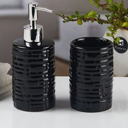 Kookee Black 2 piece Abstract Ceramic Bath Accessories Set-picture-15