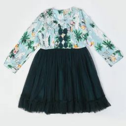 Bella Moda Kids Green Printed Full Sleeves Fit & Flare Dress-picture-12