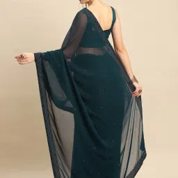 Saree Mall Blue Embellished Saree With Unstitched Blouse image 2