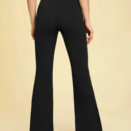 Broadstar Black Flared Fit High Rise Trousers image 2