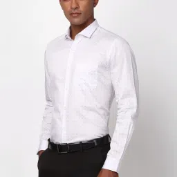 Peter England White Cotton Regular Fit Printed Shirt image 2