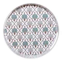 Goodhomes White & Green Melamine Round Serving Tray image 2
