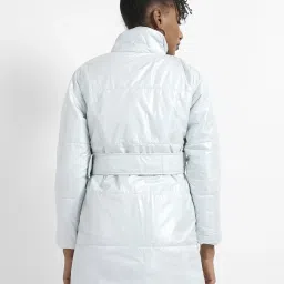 Campus Sutra Silver Quilted Pattern Jacket image 2