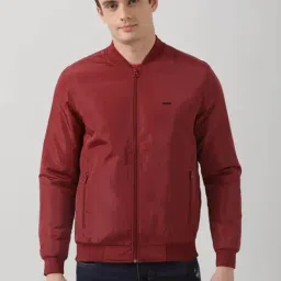Peter England Maroon Regular Fit Bomber Jacket-picture-22