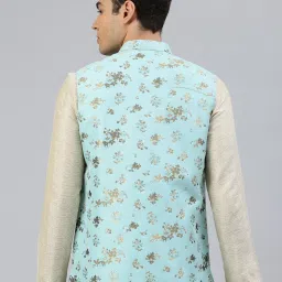 Manthan Blue Regular Fit Self Design Nehru Jacket image 2