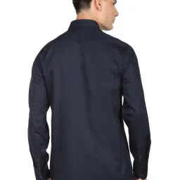 Arrow Navy Blue Cotton Slim Fit Self Pattern Shirt image 2