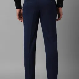 Louis Philippe Navy Slim Fit Checks Trousers image 2