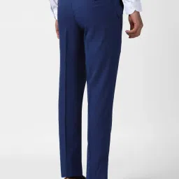 Peter England Elite Blue Slim Fit Texture Trousers image 2
