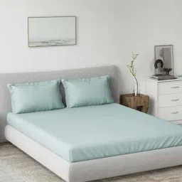 DDecor Blue Cotton 180TC Bedsheet with 2 Pillow Cover-image-87