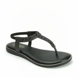 Carlton London Women's Black T-Strap Sandals image 2