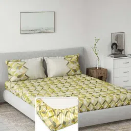 DDecor Yellow Cotton 145TC Printed Bedsheet with 2 Pillow Cover-image-73