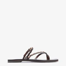 LUNA BLU by Westside Dark Brown Stud-Detailed Slides image 2