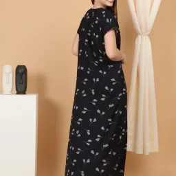 Sweet Dreams Navy Cotton Regular Fit Floral Print Night Dress image 2