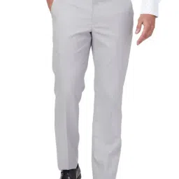 Park Avenue Grey Regular Fit Trousers-image-32