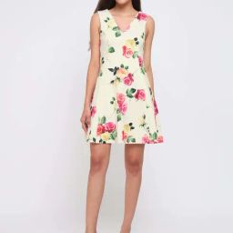 Cover Story White Flared Fit Floral Print Dress-picture-24