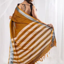 Unnati Silks Mustard Cotton Woven Saree With Unstitched Blouse image 2