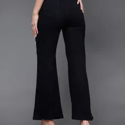 DOLCE CRUDO Black Denim Relaxed Fit High Rise Cargo Jeans image 2