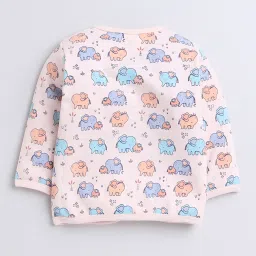 Bumzee Kids Light Peach Printed Full Sleeves Jhabla With Pyjamas image 2