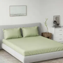 DDecor Green Cotton 180TC Bedsheet with 2 Pillow Cover-picture-12
