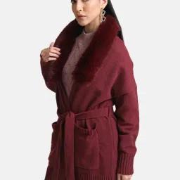 Kazo Belted Cape With Detachable Fur Collar image 3