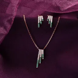 Clara 925 Silver Rose Gold-Plated Swiss Zirconia Blanca Pendant with Chain & Earring Set-image-89