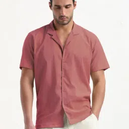 SHOWOFF Pink Relaxed Fit Solid Shirt-image-76