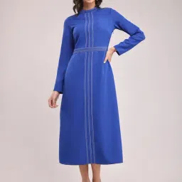 Fablestreet Blue Printed Midi Dress-image-55