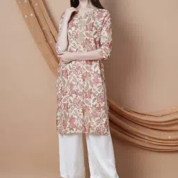 Melange By Lifestyle Pink Regular Fit Floral Print Kurta-picture-32
