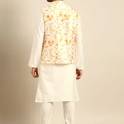 KISAH Men White Dyed Kurta with Churidar image 2