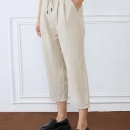 Iconic Brown Polyester Solid Pants image 3