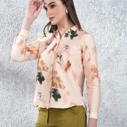 Crimsoune Club Peach Floral Long Sleeves Shirt image 4