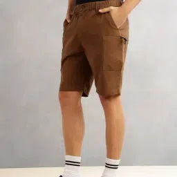Thomas Scott Brown Cotton Relaxed Fit Cargo Shorts image 3