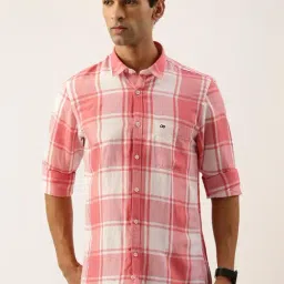 Peter England Pink Slim Fit Checks Shirt-picture-36