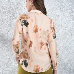 Crimsoune Club Peach Floral Long Sleeves Shirt image 2