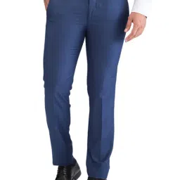 Park Avenue Blue Super Slim Fit Texture Trousers-picture-29