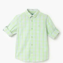 United Colors of Benetton Kids Green Cotton Chequered Full Sleeves Shirt-picture-42