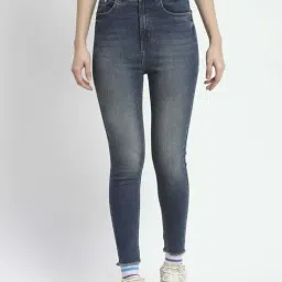 MADAME Blue Plain Mid rise Jeans-image-4