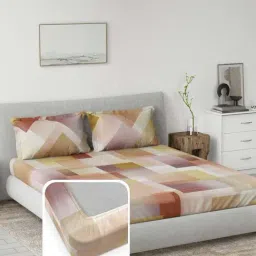 DDecor Red Cotton 145TC Printed Bedsheet with 2 Pillow Cover-picture-47