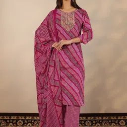 Libas Ethnic Motifs Printed Mirror Work Kurta With Trousers & Dupatta image 2
