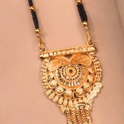 Jewelry Miguel Women Black Gold-Plated Artificial Beads Ethnic Traditional Mangalsutra image 1
