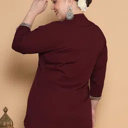 LetsDressUp Embellished Mandarin Collar Longline A-Line Top image 4