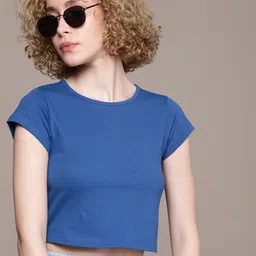 The Roadster Life Co. Solid Crop T-shirt-image-77