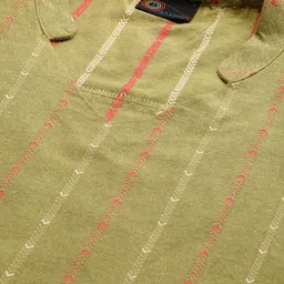 KALINI Women Olive Green Pure Cotton Kurta with Trousers image 2