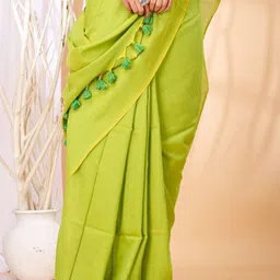 AWRIYA Zari Pure Cotton Saree With Blouse Piece image 3